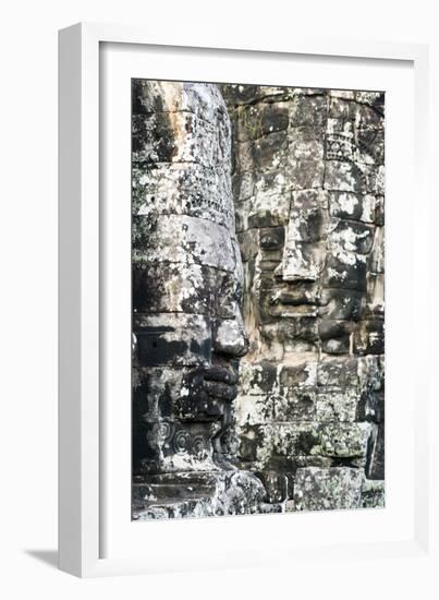 Giant Heads at the Bayon Temple, Angkor, Siem Reap, Cambodia, Indochina-Jordan Banks-Framed Photographic Print