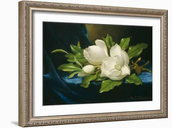 Giant Magnolias on a Blue Velvet Cloth, 1890-Martin Johnson Heade-Framed Art Print