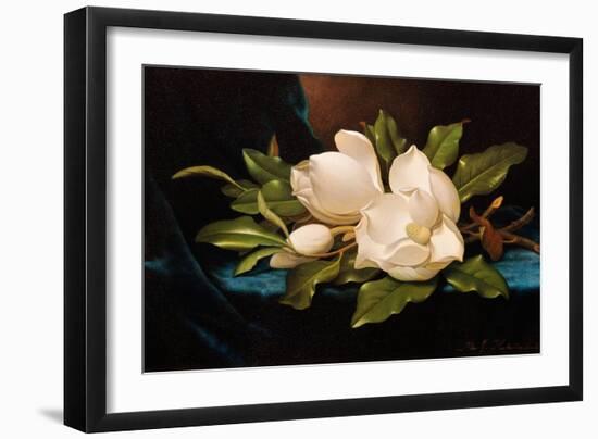 Giant Magnolias on Blue Cloth-Martin Johnson Heade-Framed Giclee Print