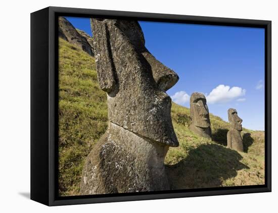 Giant Monolithic Stone Moai Statues at Rano Raraku, Rapa Nui, Chile-Gavin Hellier-Framed Premier Image Canvas