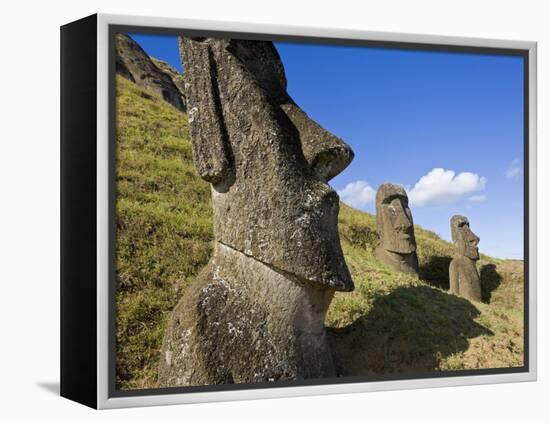 Giant Monolithic Stone Moai Statues at Rano Raraku, Rapa Nui, Chile-Gavin Hellier-Framed Premier Image Canvas