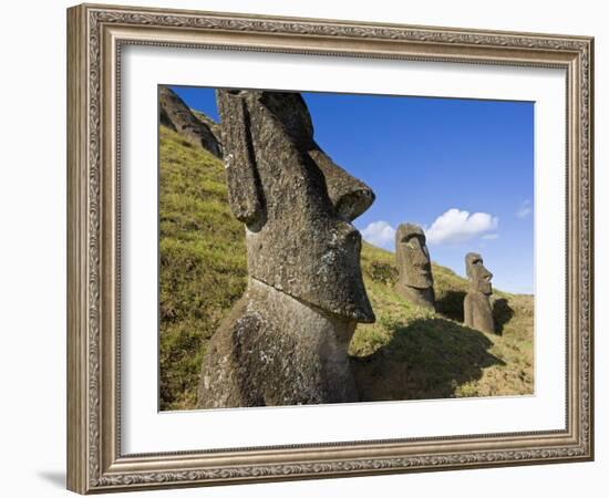 Giant Monolithic Stone Moai Statues at Rano Raraku, Rapa Nui, Chile-Gavin Hellier-Framed Photographic Print