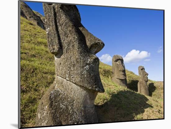 Giant Monolithic Stone Moai Statues at Rano Raraku, Rapa Nui, Chile-Gavin Hellier-Mounted Photographic Print