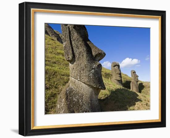 Giant Monolithic Stone Moai Statues at Rano Raraku, Rapa Nui, Chile-Gavin Hellier-Framed Photographic Print