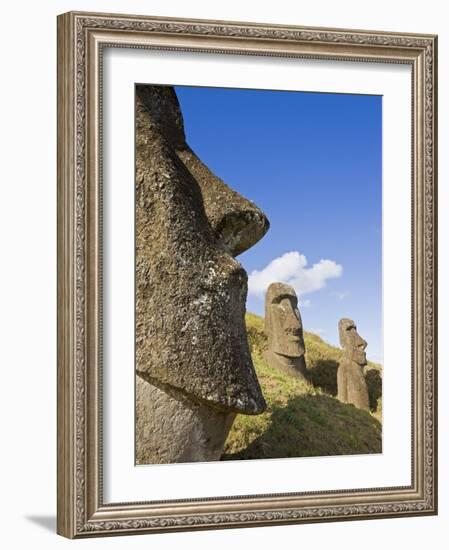 Giant Monolithic Stone Moai Statues at Rano Raraku, Rapa Nui, Chile-Gavin Hellier-Framed Photographic Print