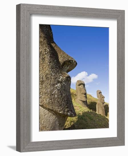 Giant Monolithic Stone Moai Statues at Rano Raraku, Rapa Nui, Chile-Gavin Hellier-Framed Photographic Print