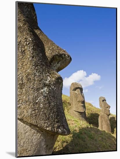 Giant Monolithic Stone Moai Statues at Rano Raraku, Rapa Nui, Chile-Gavin Hellier-Mounted Photographic Print