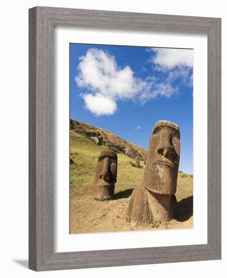 Giant Monolithic Stone Moai Statues at Rano Raraku, Rapa Nui, Chile-Gavin Hellier-Framed Photographic Print