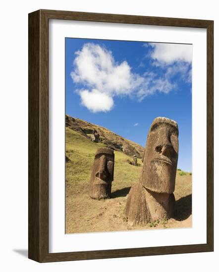 Giant Monolithic Stone Moai Statues at Rano Raraku, Rapa Nui, Chile-Gavin Hellier-Framed Photographic Print