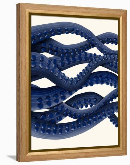 Giant Octopus Blue Triptych b-Fab Funky-Framed Stretched Canvas