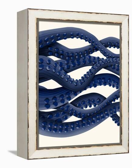 Giant Octopus Blue Triptych b-Fab Funky-Framed Stretched Canvas