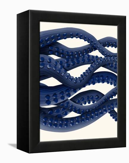 Giant Octopus Blue Triptych b-Fab Funky-Framed Stretched Canvas