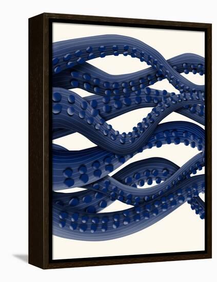 Giant Octopus Blue Triptych b-Fab Funky-Framed Stretched Canvas