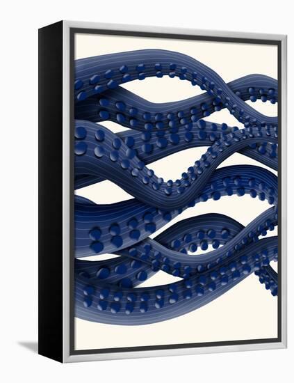 Giant Octopus Blue Triptych b-Fab Funky-Framed Stretched Canvas