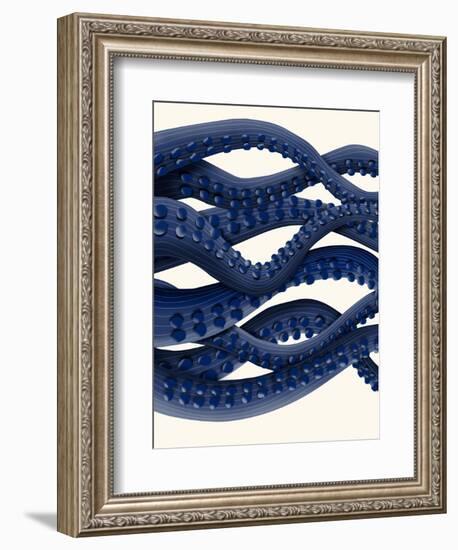 Giant Octopus Blue Triptych b-Fab Funky-Framed Premium Giclee Print