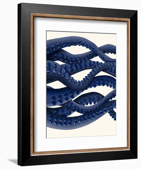 Giant Octopus Blue Triptych b-Fab Funky-Framed Premium Giclee Print