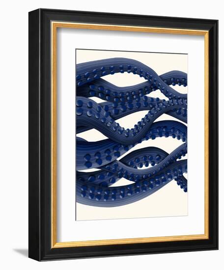 Giant Octopus Blue Triptych b-Fab Funky-Framed Premium Giclee Print