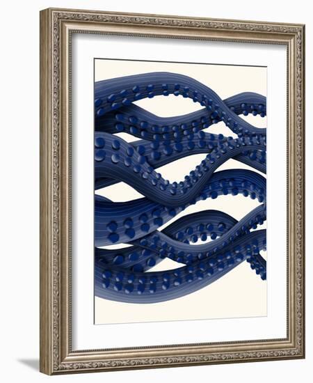 Giant Octopus Blue Triptych b-Fab Funky-Framed Art Print