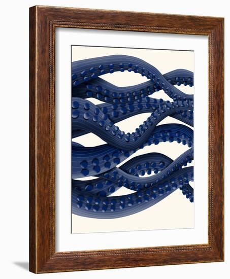 Giant Octopus Blue Triptych b-Fab Funky-Framed Art Print