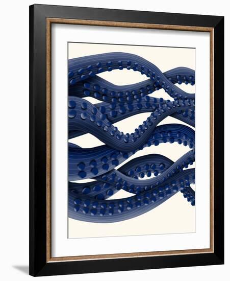 Giant Octopus Blue Triptych b-Fab Funky-Framed Art Print