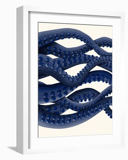 Giant Octopus Blue Triptych b-Fab Funky-Framed Art Print