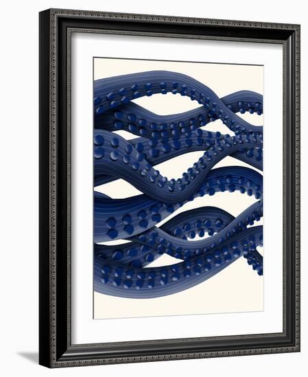 Giant Octopus Blue Triptych b-Fab Funky-Framed Art Print