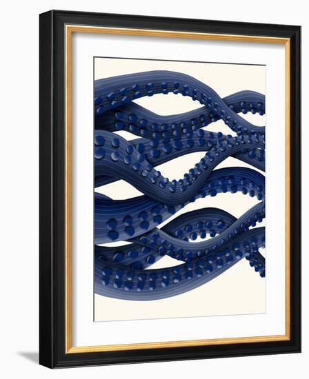 Giant Octopus Blue Triptych b-Fab Funky-Framed Art Print