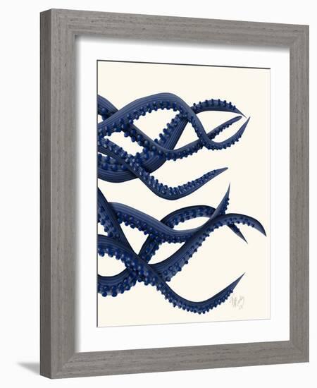 Giant Octopus Blue Triptych c-Fab Funky-Framed Art Print