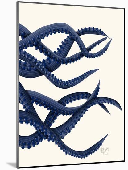 Giant Octopus Blue Triptych c-Fab Funky-Mounted Art Print