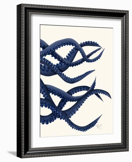 Giant Octopus Blue Triptych c-Fab Funky-Framed Art Print