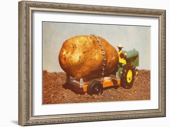 Giant Potato on Toy Tractor-null-Framed Art Print