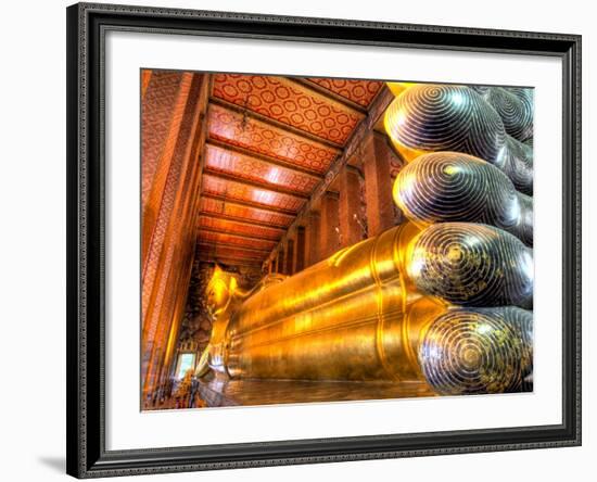 Giant Reclining Buddha Inside Temple, Wat Pho, Bangkok, Thailand-null-Framed Photographic Print