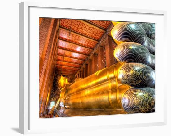 Giant Reclining Buddha Inside Temple, Wat Pho, Bangkok, Thailand-null-Framed Photographic Print