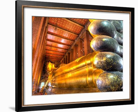 Giant Reclining Buddha Inside Temple, Wat Pho, Bangkok, Thailand-null-Framed Photographic Print