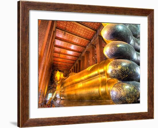 Giant Reclining Buddha Inside Temple, Wat Pho, Bangkok, Thailand-null-Framed Photographic Print