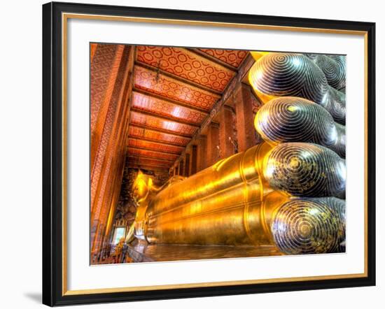 Giant Reclining Buddha Inside Temple, Wat Pho, Bangkok, Thailand-null-Framed Photographic Print