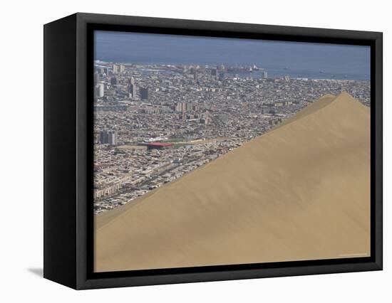 Giant Sand Dune Above Large City, Iquique, Atacama Coast, Chile, South America-Anthony Waltham-Framed Premier Image Canvas