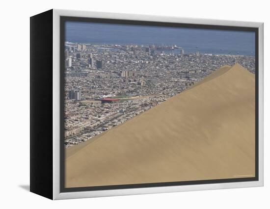 Giant Sand Dune Above Large City, Iquique, Atacama Coast, Chile, South America-Anthony Waltham-Framed Premier Image Canvas