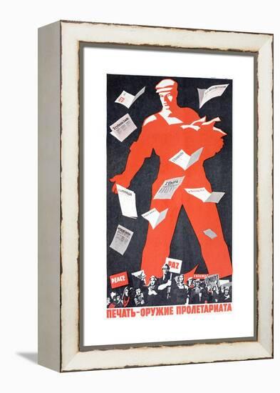 Giant Soviet Workder Distributing Communist Newspapers-null-Framed Premier Image Canvas