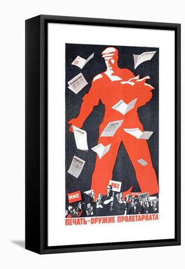 Giant Soviet Workder Distributing Communist Newspapers-null-Framed Premier Image Canvas