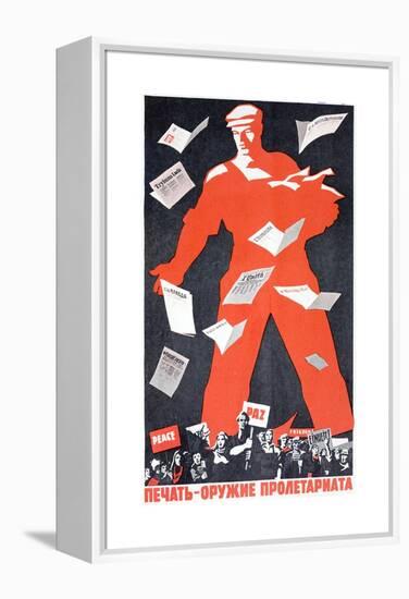Giant Soviet Workder Distributing Communist Newspapers-null-Framed Premier Image Canvas