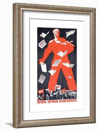 Giant Soviet Workder Distributing Communist Newspapers-null-Framed Giclee Print