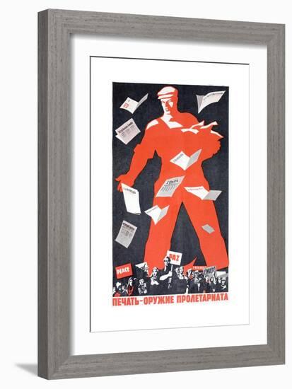 Giant Soviet Workder Distributing Communist Newspapers-null-Framed Giclee Print