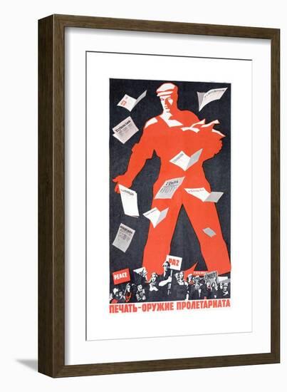 Giant Soviet Workder Distributing Communist Newspapers-null-Framed Giclee Print