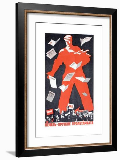 Giant Soviet Workder Distributing Communist Newspapers-null-Framed Giclee Print