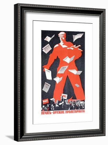 Giant Soviet Workder Distributing Communist Newspapers-null-Framed Giclee Print