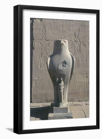 Giant Statue of the Ancient Egyptian Falcon-Headed God Horus, Edfu, Egypt-null-Framed Photographic Print