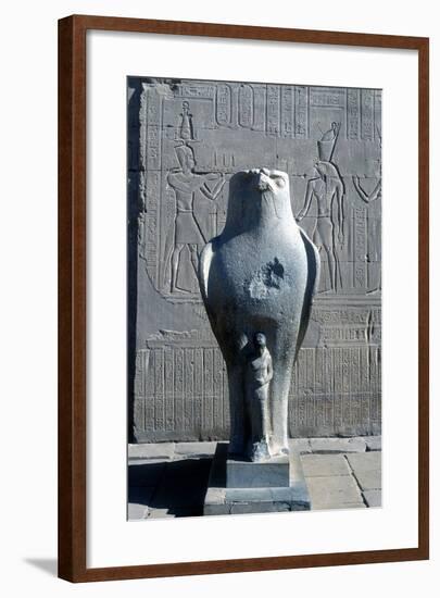 Giant Statue of the Ancient Egyptian Falcon-Headed God Horus, Edfu, Egypt-null-Framed Photographic Print