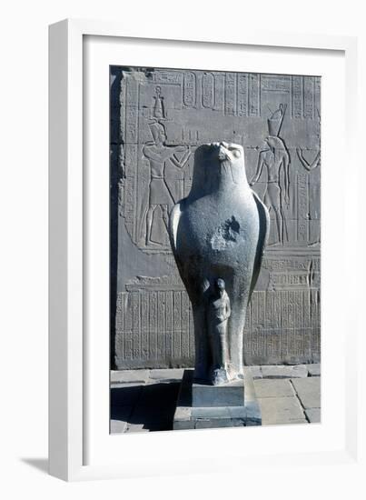 Giant Statue of the Ancient Egyptian Falcon-Headed God Horus, Edfu, Egypt-null-Framed Photographic Print