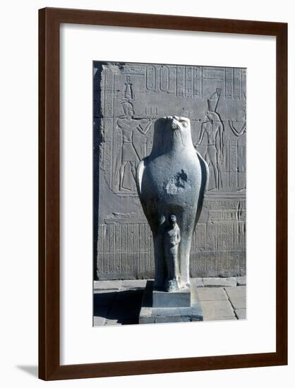 Giant Statue of the Ancient Egyptian Falcon-Headed God Horus, Edfu, Egypt-null-Framed Photographic Print